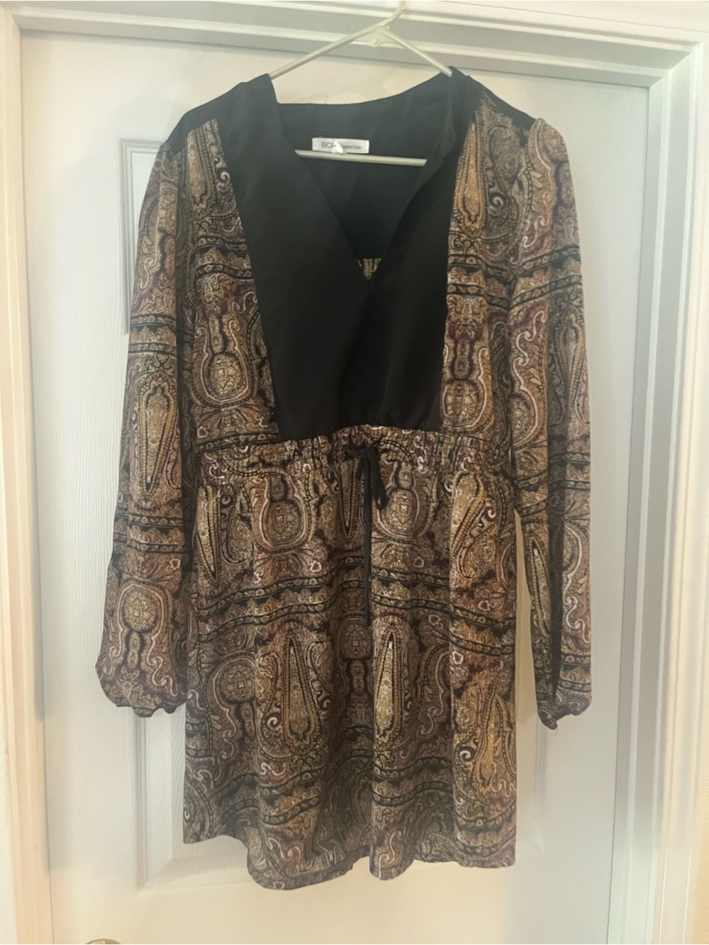 BCBGeneration Brown Paisley Long Sleeve Dress or tunic